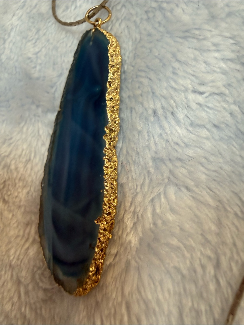 Blue Agate Pendant with Gold Trim